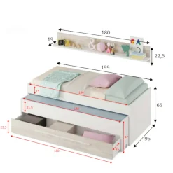 Letto per bambini Art, 199x96h65 cm,<Dmora Sale