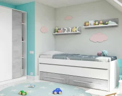 Letto per bambini Asi, 199x96h65 cm, Bianco e Cemento<Dmora Fashion