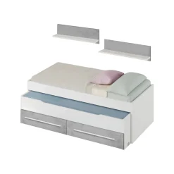 Letto per bambini Asi, 199x96h65 cm, Bianco e Cemento<Dmora Fashion