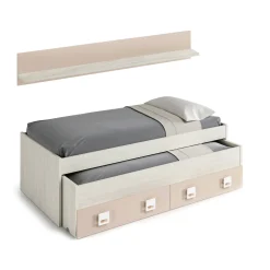 Letto per bambini Asi, 199x96h65 cm, Bianco e Rosa<Dmora Store