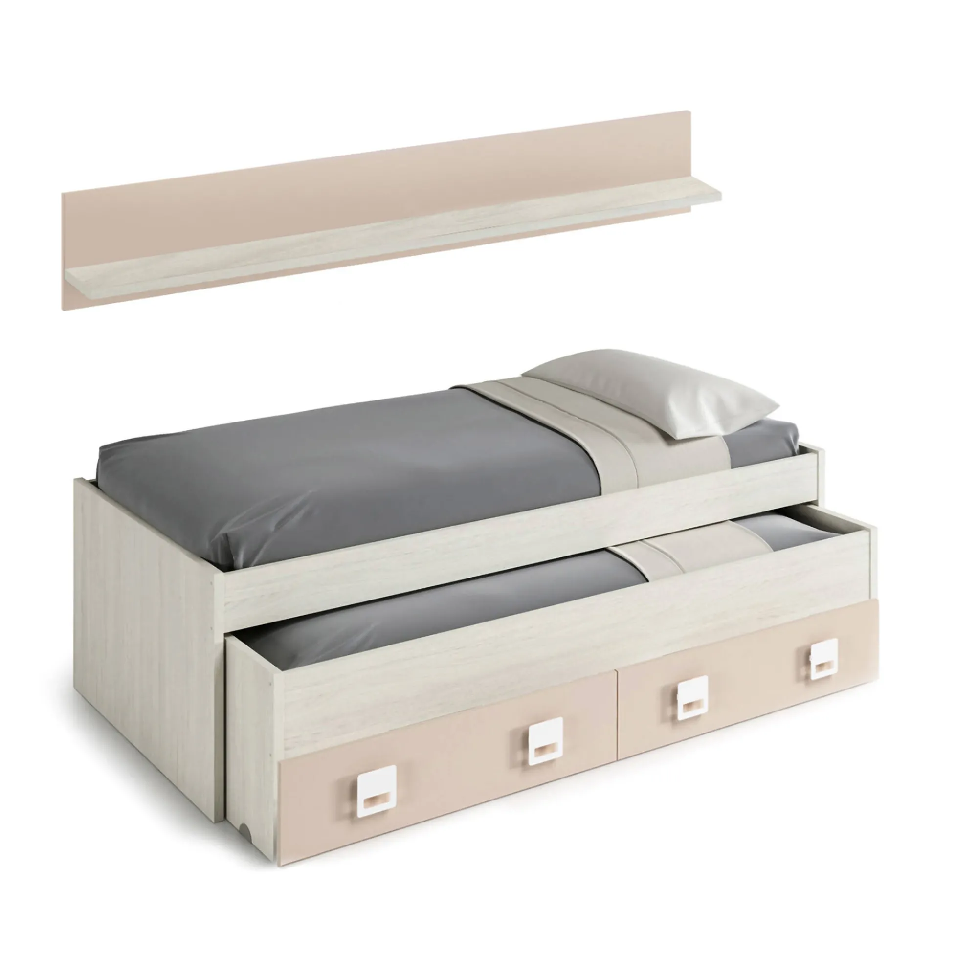 Letto per bambini Asi, 199x96h65 cm, Bianco e Rosa<Dmora Store