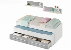 Letto per bambini Asi, 199x96h65 cm, Bianco e Cemento<Dmora Fashion