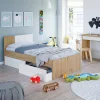 Letto per bambini Azalia, 196x97h77 cm, Rovere nodi e Bianco<Dmora Shop