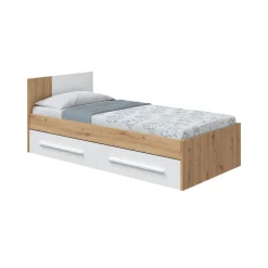 Letto per bambini Azalia, 196x97h77 cm, Rovere nodi e Bianco<Dmora Shop