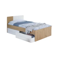 Letto per bambini Azalia, 196x97h77 cm, Rovere nodi e Bianco<Dmora Shop