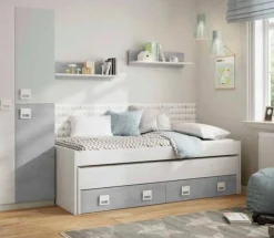 Letto per bambini Balzola, 199x96h65, Bianco e Cemento<Dmora Best Sale