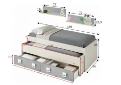 Letto per bambini Balzola, 199x96h65, Bianco e Cemento<Dmora Best Sale