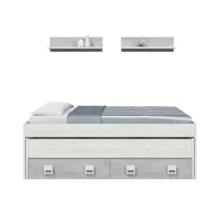 Letto per bambini Balzola, 199x96h65, Bianco e Cemento<Dmora Best Sale
