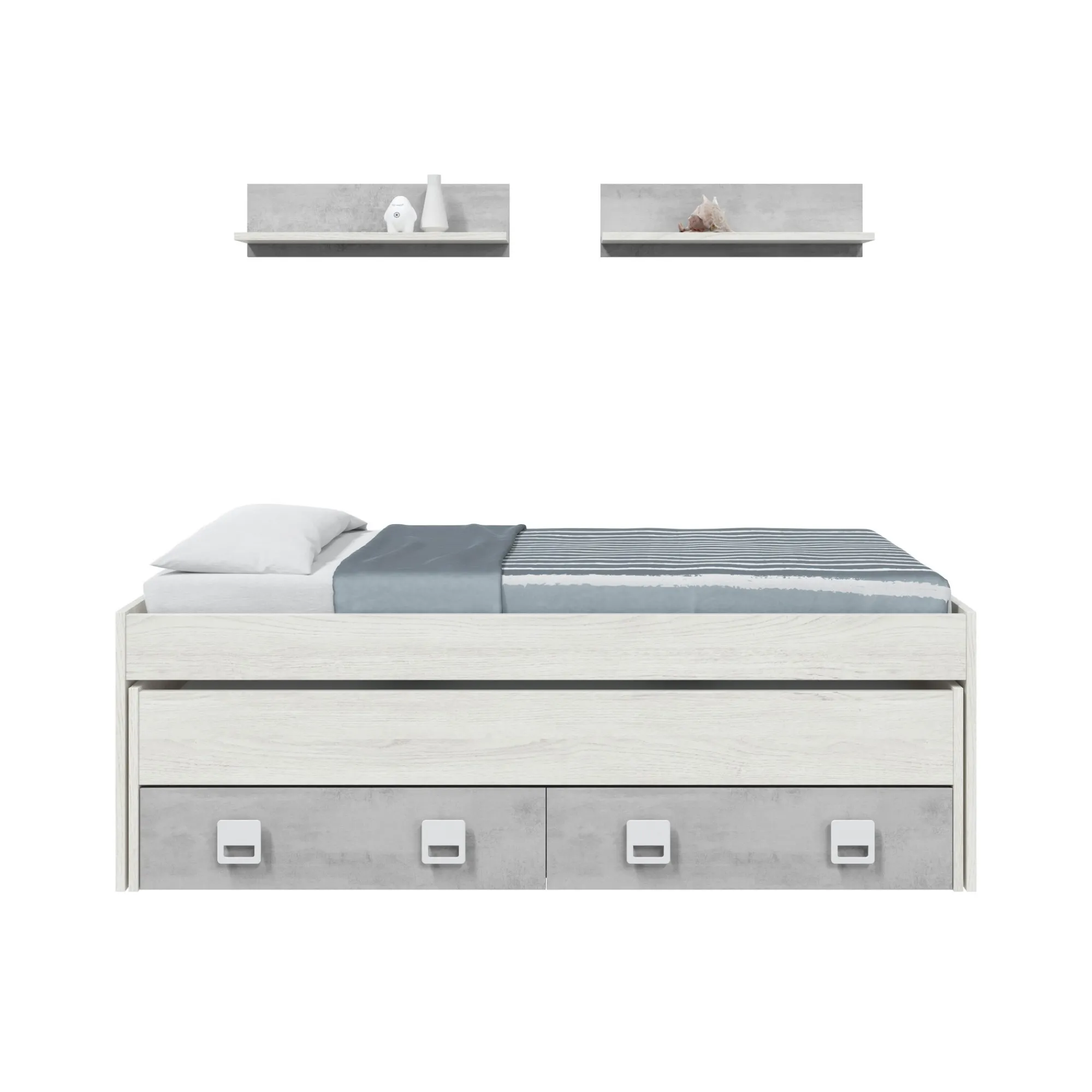 Letto per bambini Balzola, 199x96h65, Bianco e Cemento<Dmora Best Sale