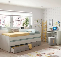 Letto per bambini Cupido, 198x96h69 cm, Bianco e Marrone<Dmora Shop