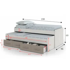 Letto per bambini Cupido, 198x96h69 cm, Bianco e Marrone<Dmora Shop