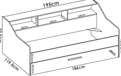 Letto per bambini Dabdee, 194x119h78 cm,<Dmora Store