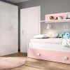 Letto per bambini Dkasam, 195x97h44 cm, Bianco e Rosa<Dmora Best