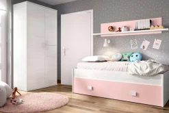 Letto per bambini Dkasam, 195x97h44 cm, Bianco e Rosa<Dmora Best