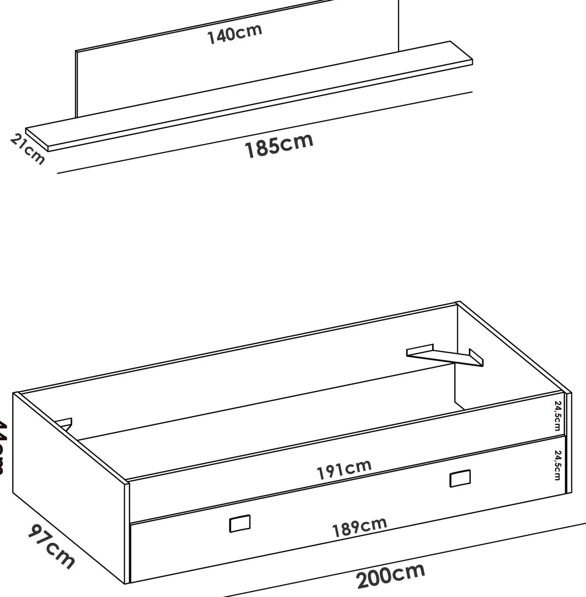 Letto per bambini Dkasam, 195x97h44 cm, Bianco e Blu<Dmora Best