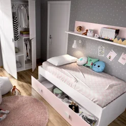 Letto per bambini Dkasam, 195x97h44 cm, Bianco e Rosa<Dmora Best
