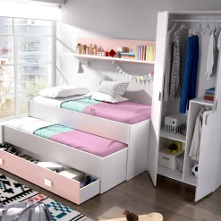 Letto per bambini Dlicat, 200x99h74 cm, Bianco e Rosa<Dmora Outlet