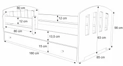 Letto per bambini Estoy, 85x164 h63 cm,<Dmora Best