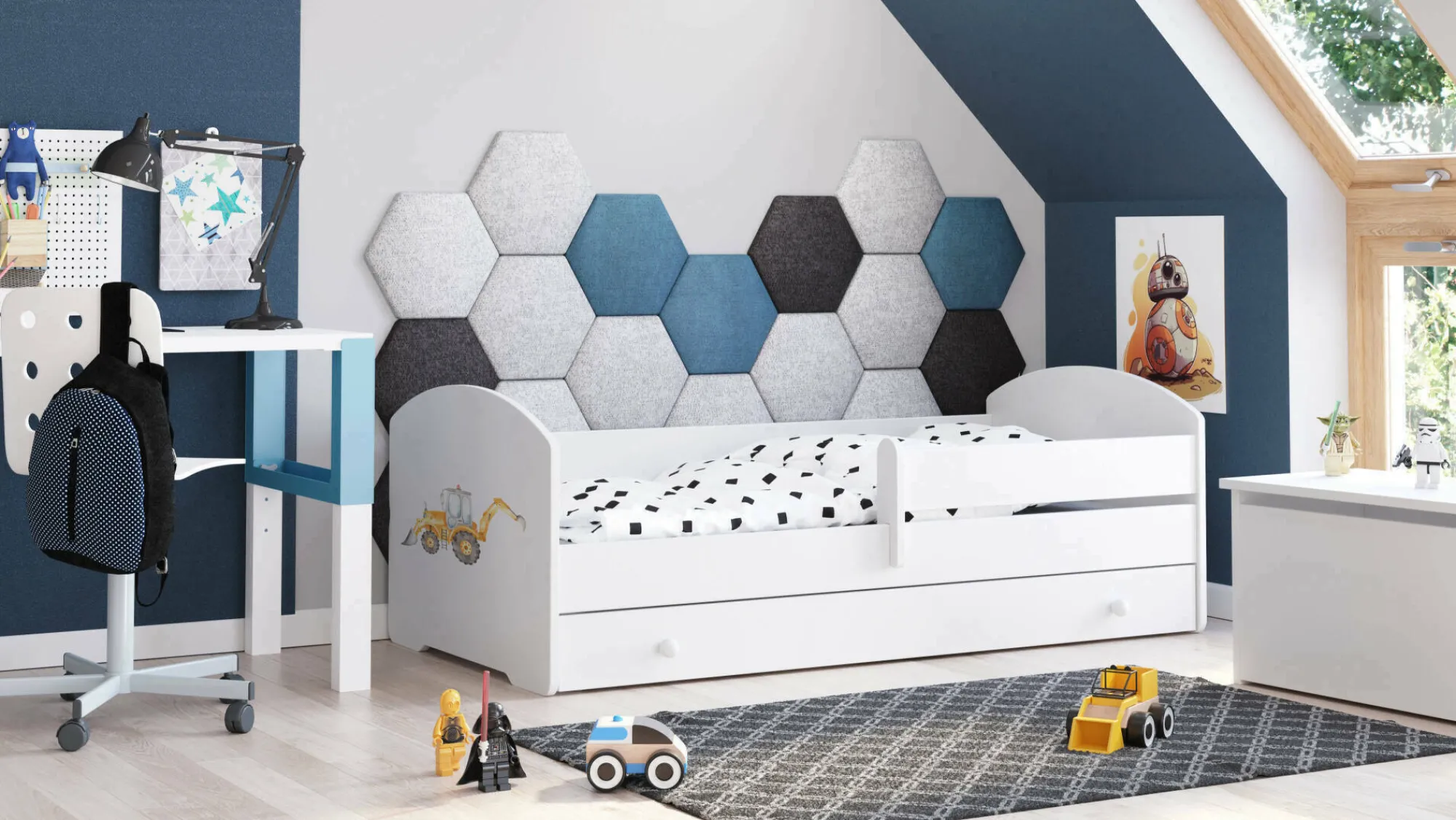 Letto per bambini Gorio, 85x164 h63 cm, con Escavatore<Dmora Sale
