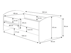 Letto per bambini Gorio, 85x164 h63 cm, con macchina<Dmora Cheap