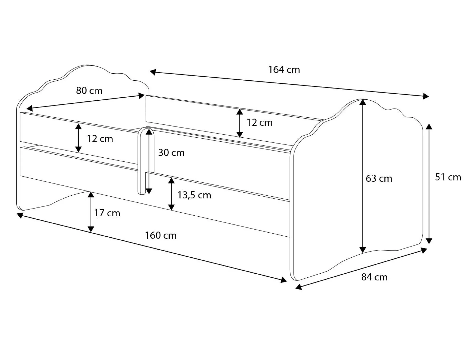 Letto per bambini Komen, 85x164 h63 cm, con unicorno<Dmora Best