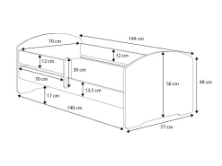 Letto per bambini Tonyo, 77x144 h56 cm,<Dmora Best Sale