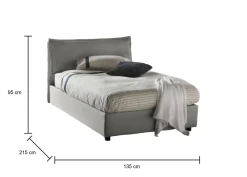 Letto piazza e mezza Abbygale, con materasso Cm 120x200 incluso,<Dmora New