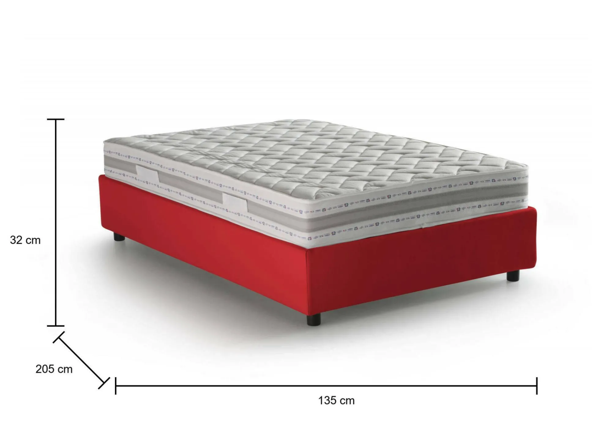 Letto piazza e mezza Aftis, con materasso Cm 120x190 incluso,<Dmora Clearance