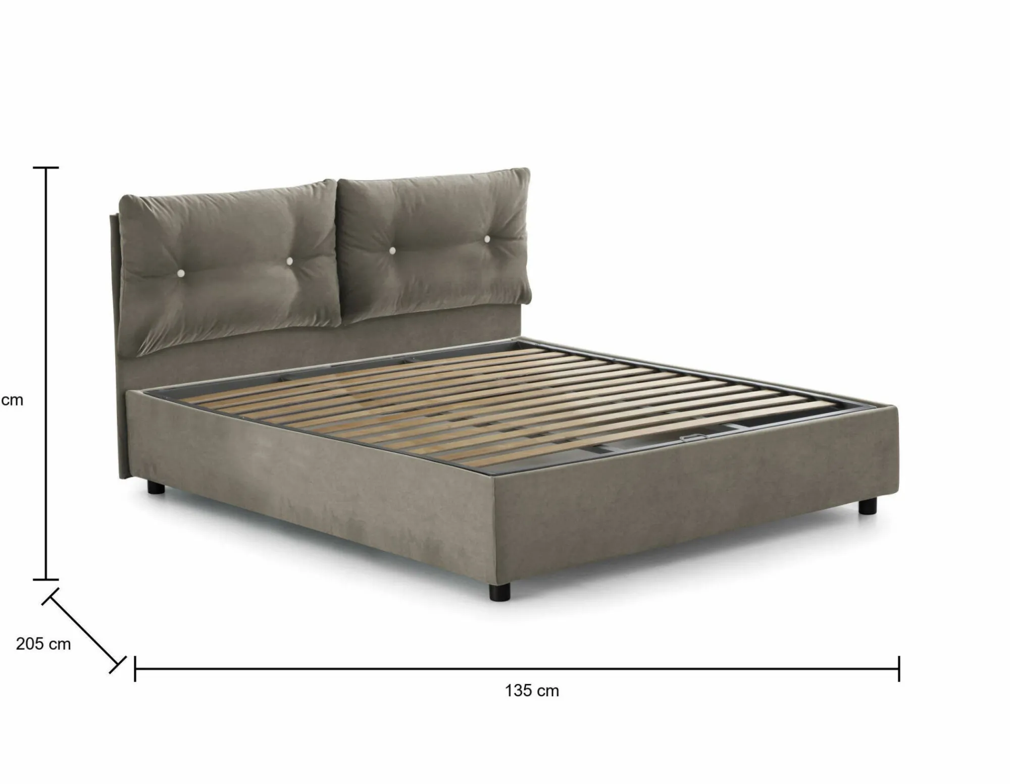 Letto piazza e mezza Agamennone, adatto per materasso Cm 120x190,<Dmora Outlet