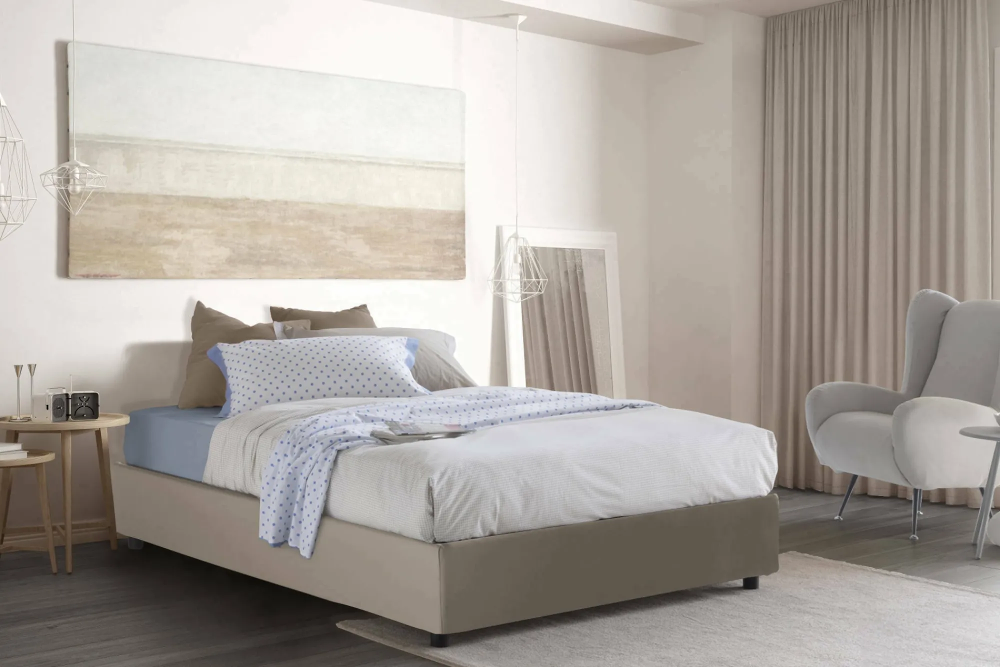 Letto piazza e mezza Alan, adatto per materasso Cm 120x190,<Dmora Sale
