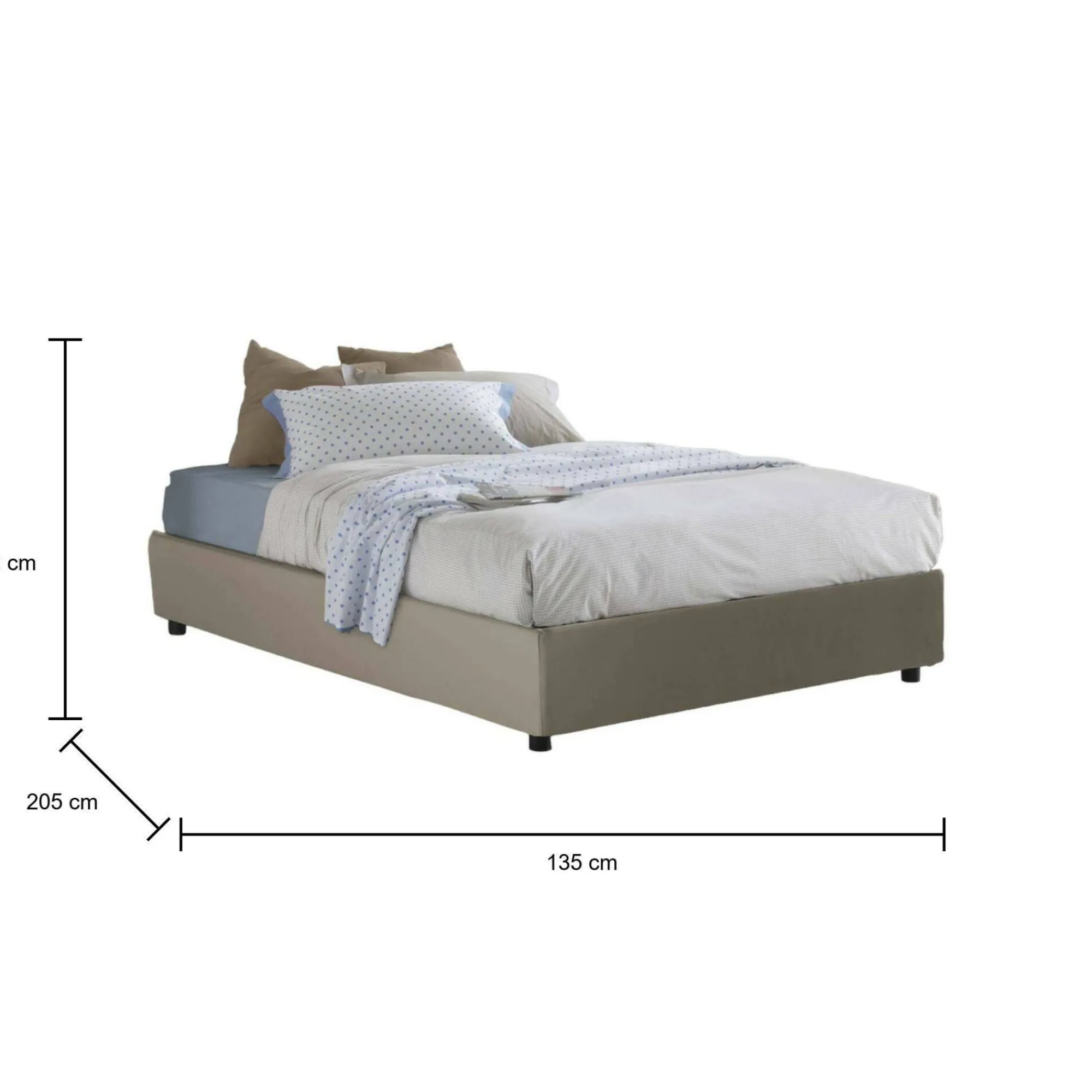 Letto piazza e mezza Alan, adatto per materasso Cm 120x190,<Dmora Sale
