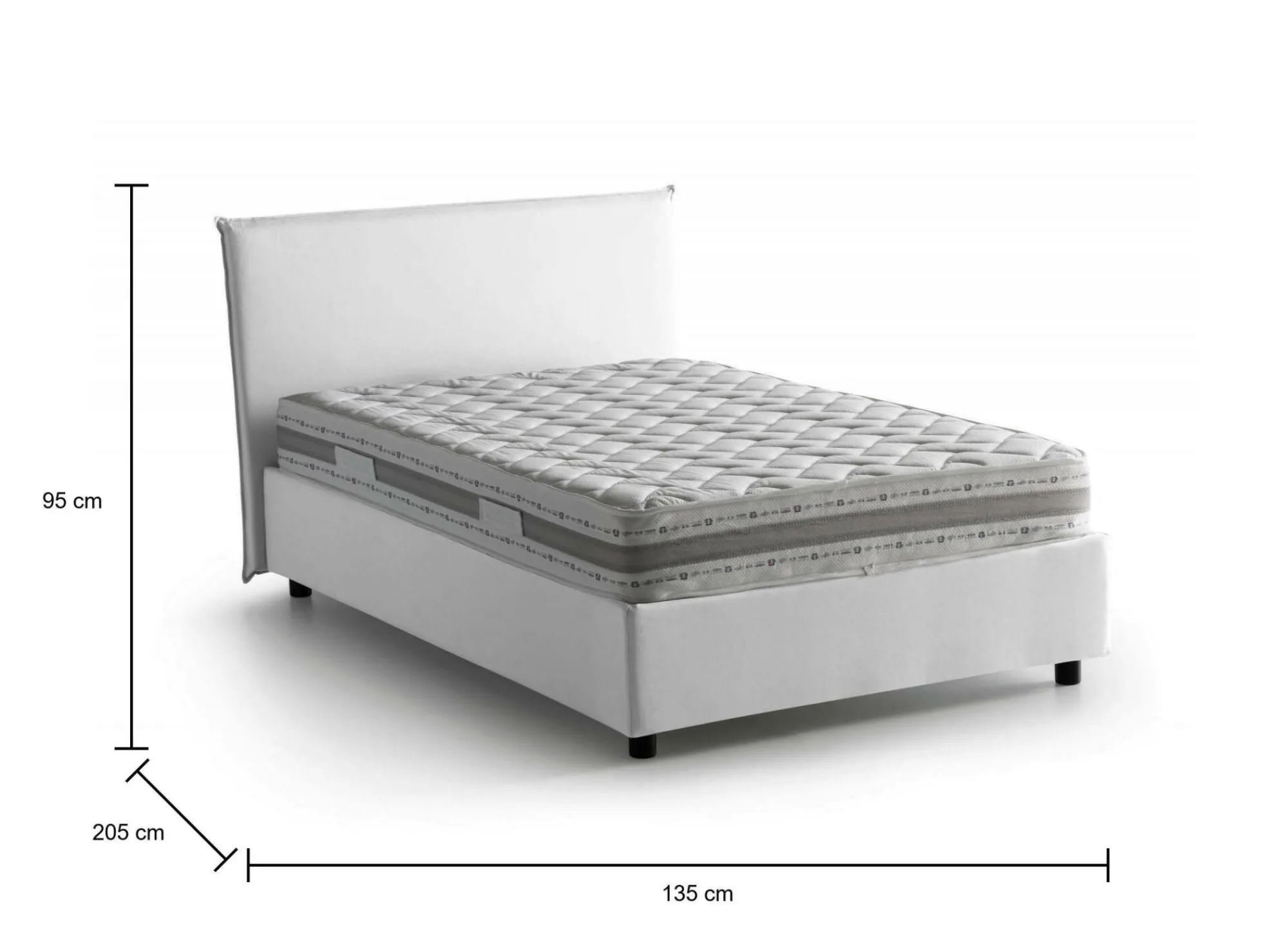 Letto piazza e mezza Alush, con materasso Cm 120x190 incluso,<Dmora New