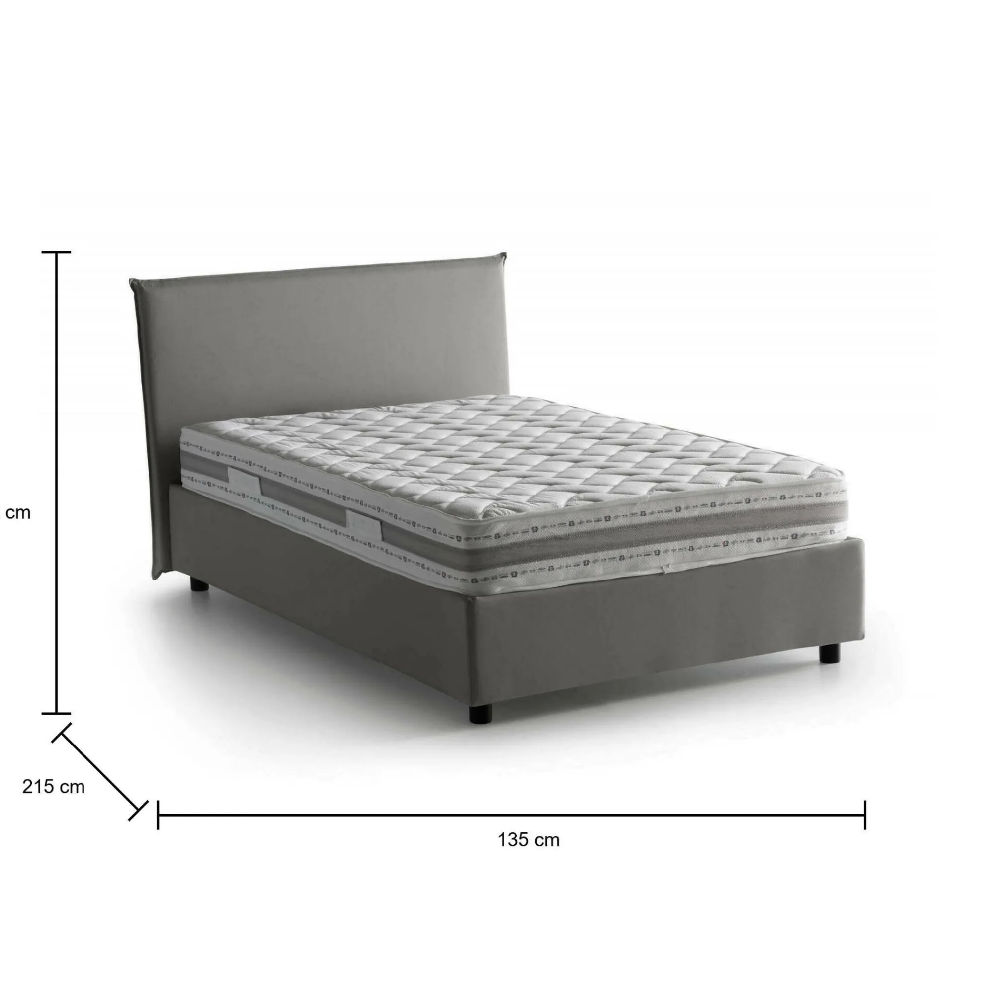 Letto piazza e mezza Alvino, con materasso Cm 120x200 incluso,<Dmora Cheap