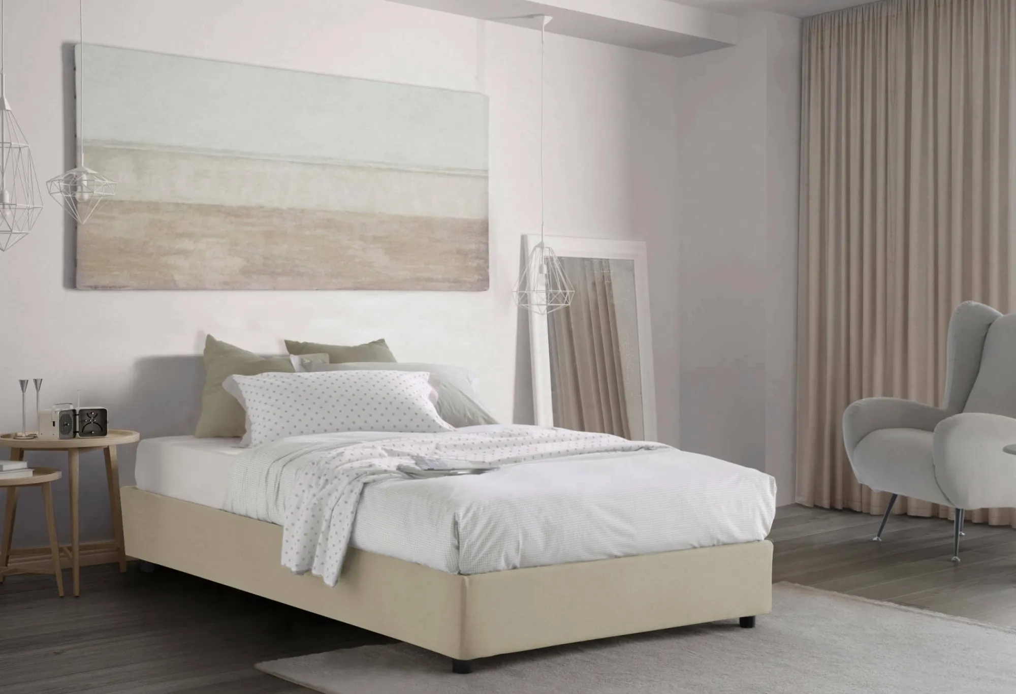 Letto piazza e mezza Ariba, adatto per materasso Cm 120x190,<Dmora Cheap
