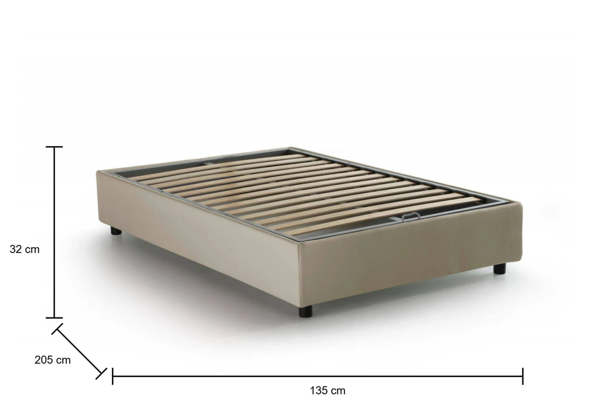 Letto piazza e mezza Ariba, adatto per materasso Cm 120x190,<Dmora Cheap