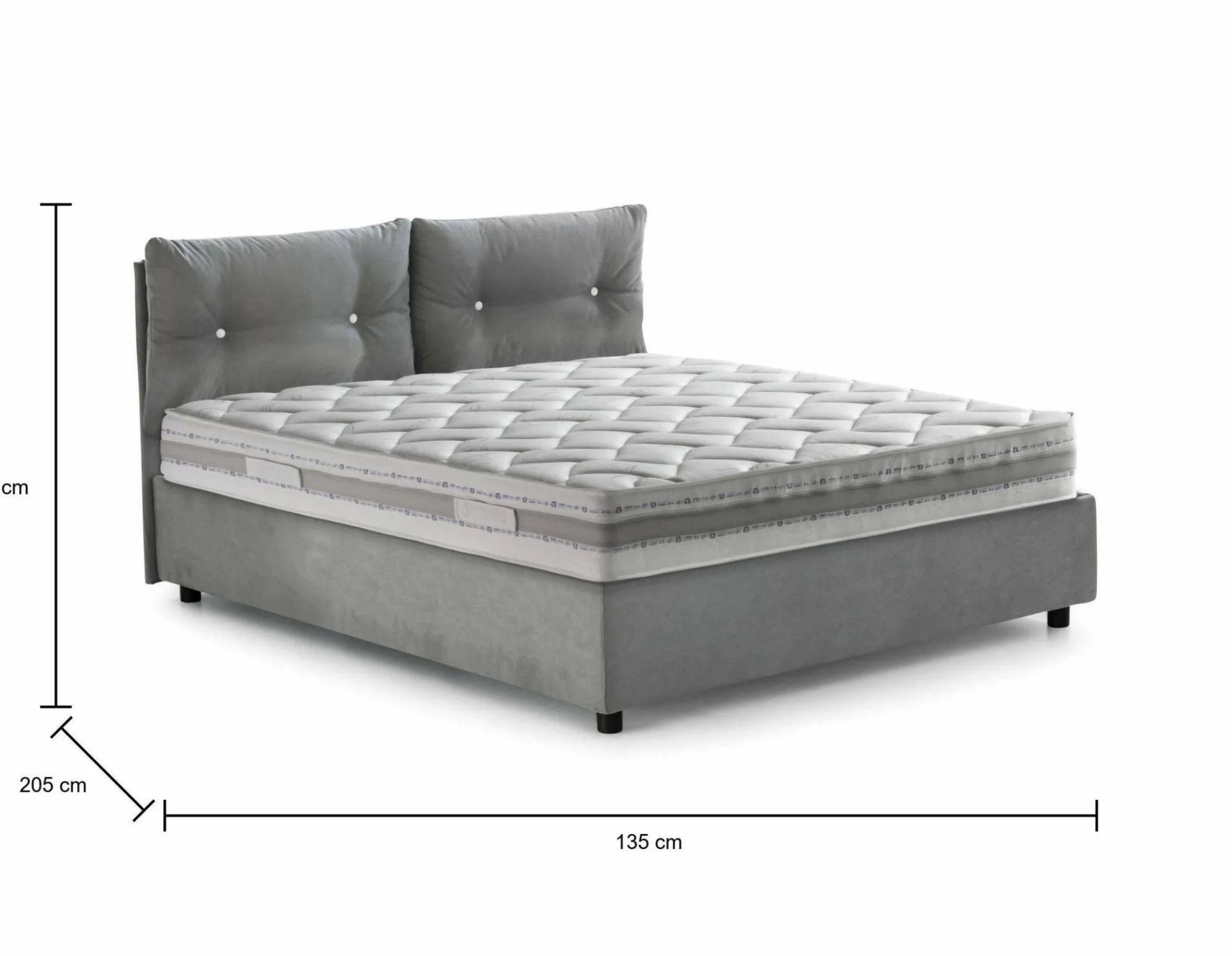 Letto piazza e mezza Arieta, con materasso Cm 120x190 incluso,<Dmora Best Sale