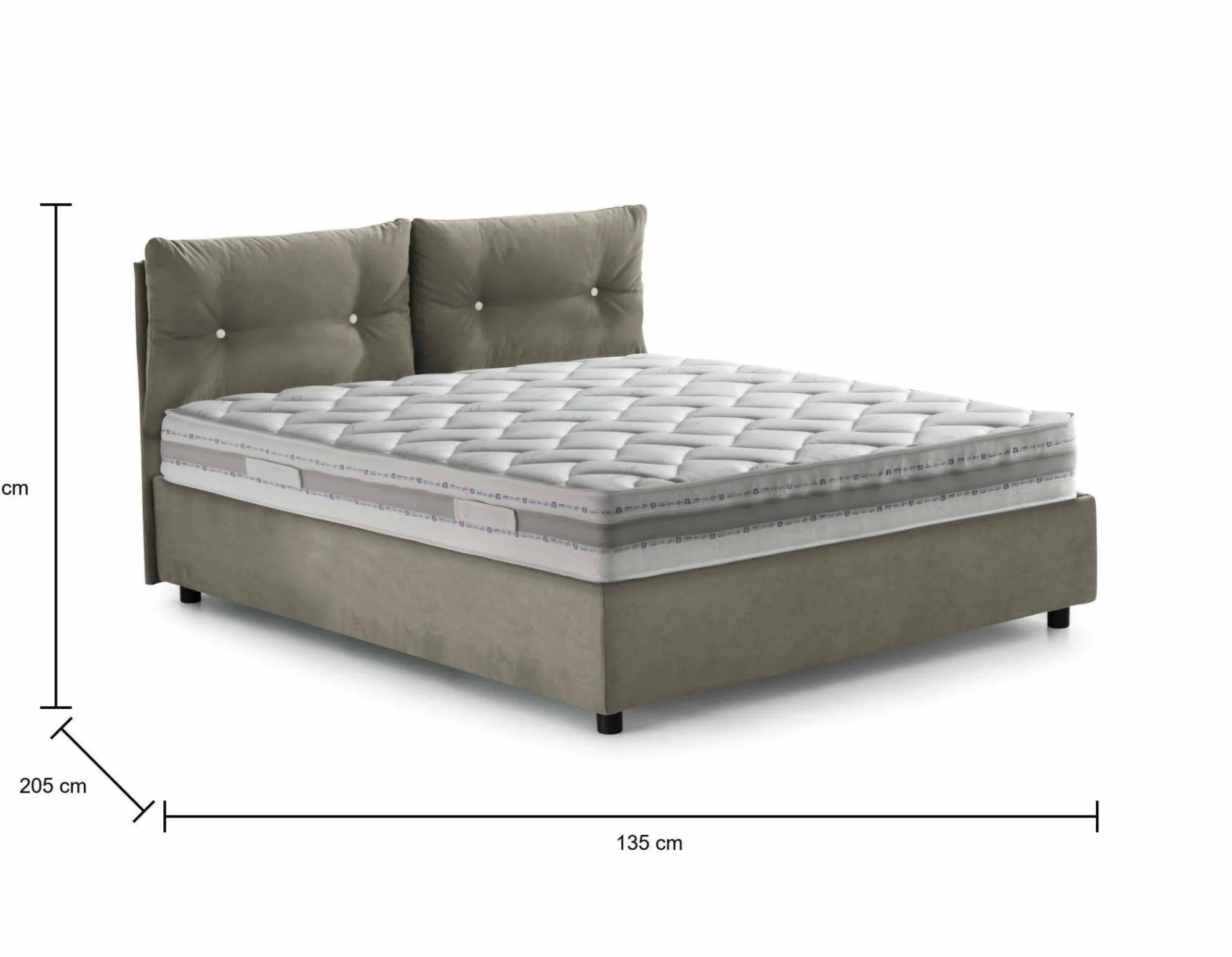 Letto piazza e mezza Arieta, con materasso Cm 120x190 incluso,<Dmora Fashion