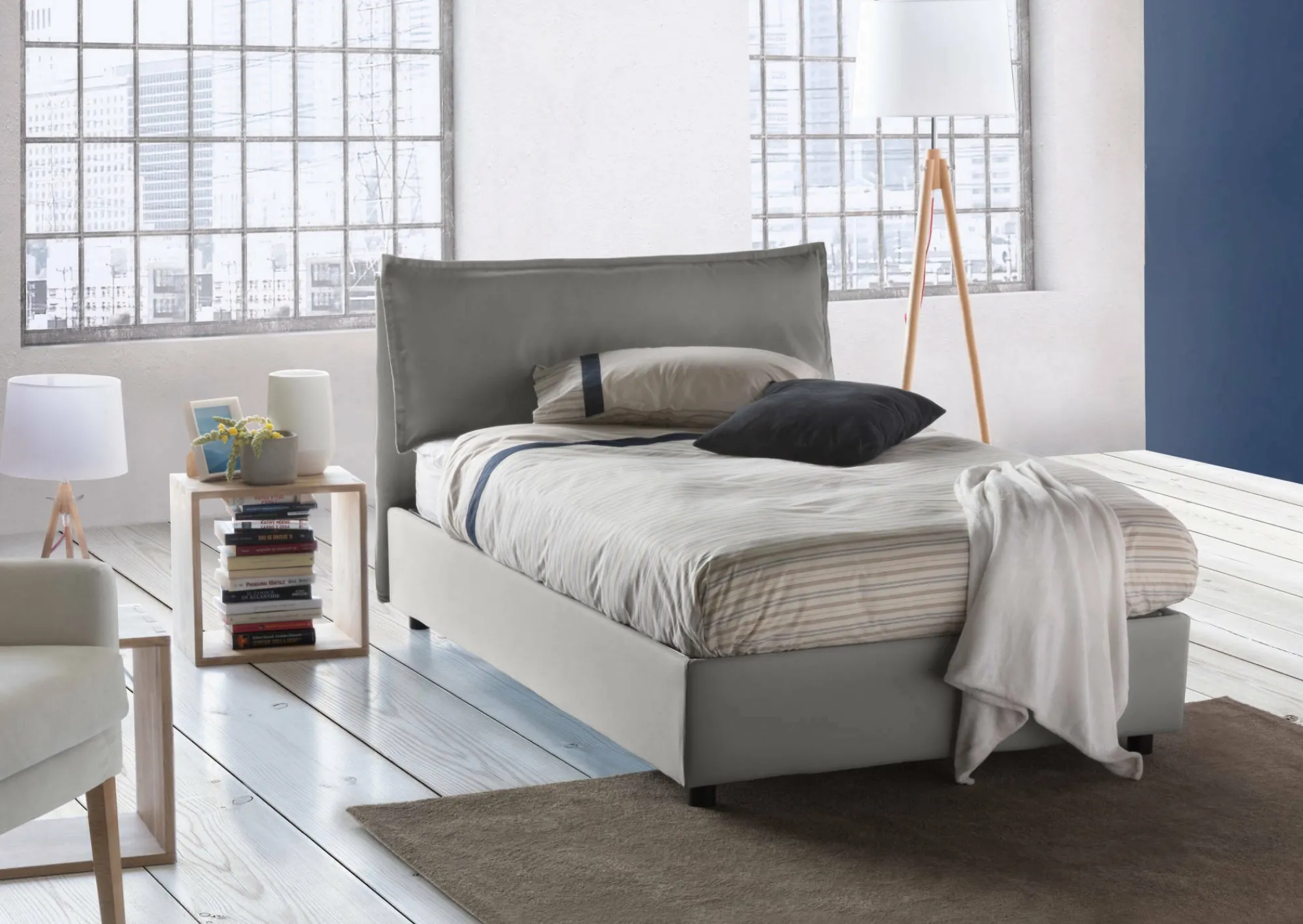 Letto piazza e mezza Arnaldo, adatto per materasso Cm 120x200,<Dmora Shop