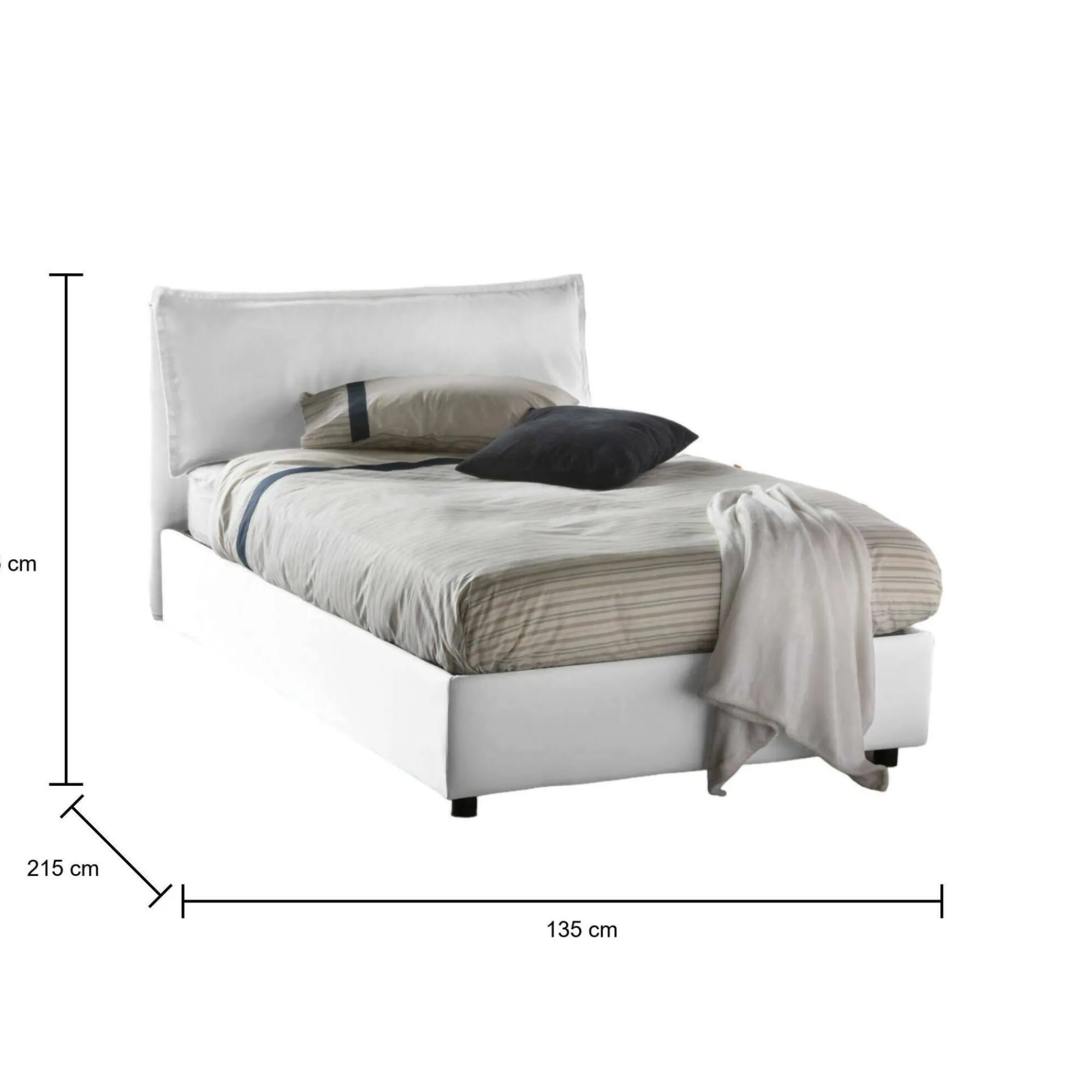 Letto piazza e mezza Arnaldo, adatto per materasso Cm 120x200,<Dmora Fashion