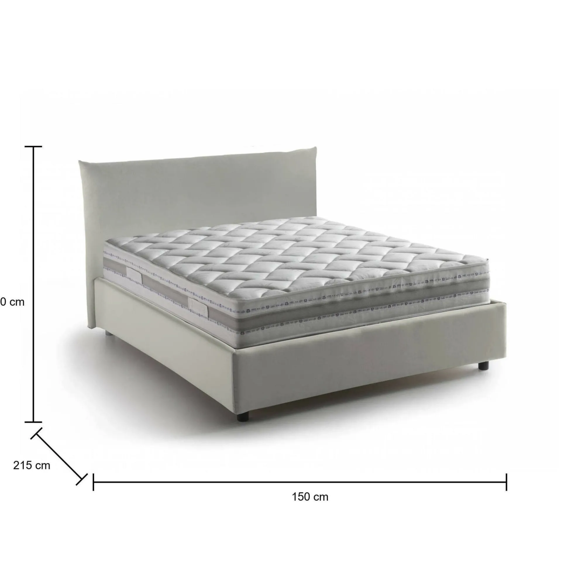 Letto piazza e mezza Arpaise, con materasso Cm 120x190 incluso,<Dmora Discount