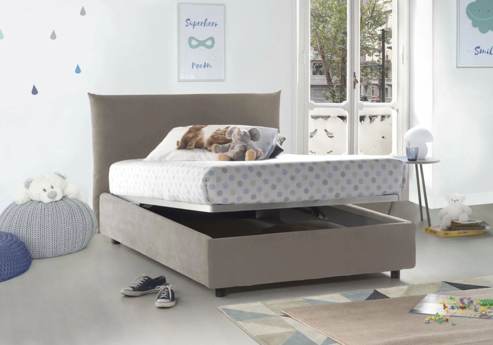 Letto piazza e mezza Arpaise, con materasso Cm 120x190 incluso,<Dmora Best