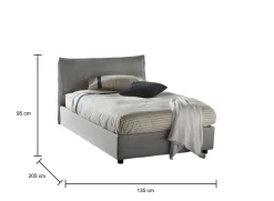 Letto piazza e mezza Asso, adatto per materasso Cm 120x190,<Dmora Shop