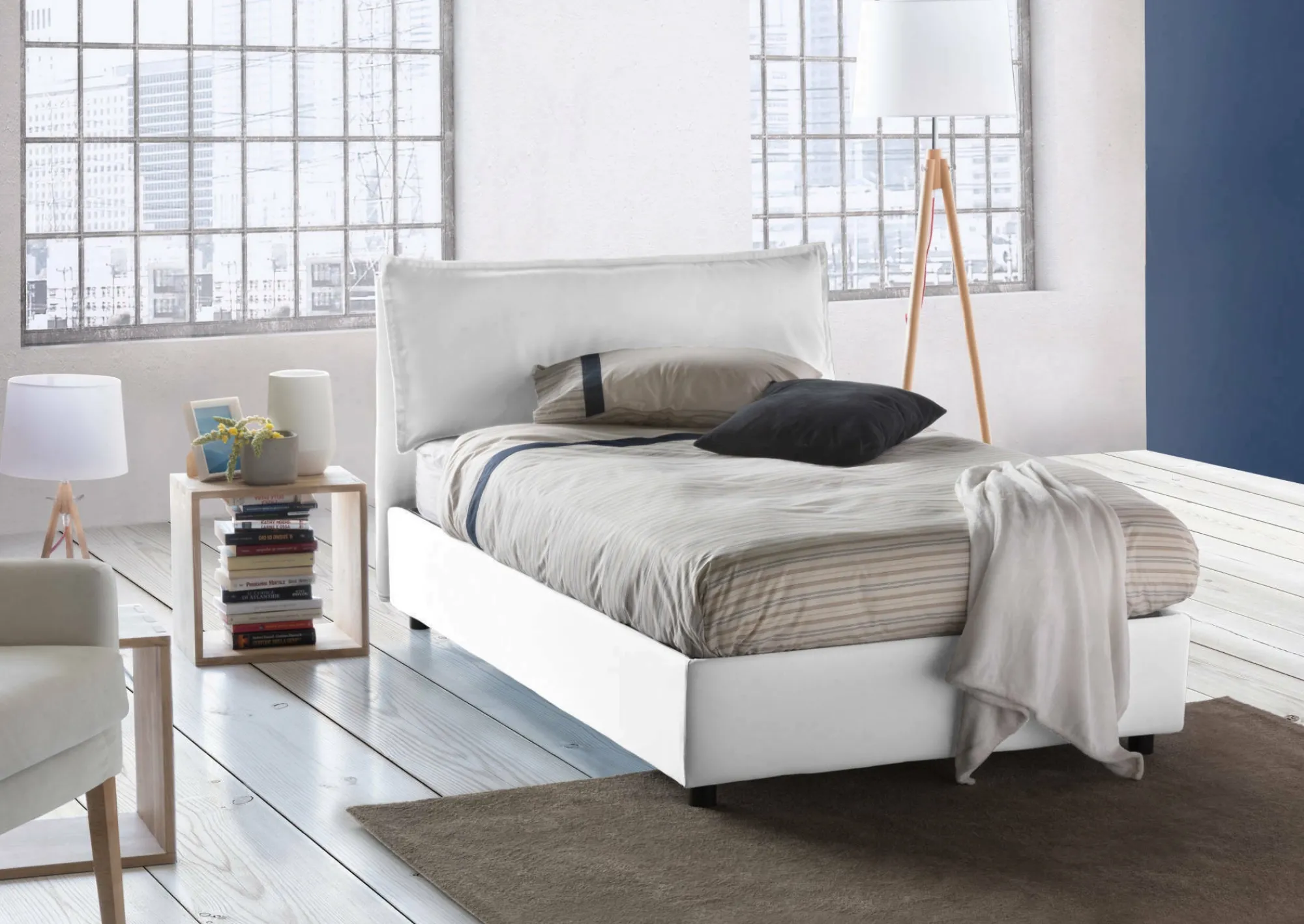 Letto piazza e mezza Attinia, con materasso Cm 120x190 incluso,<Dmora Cheap