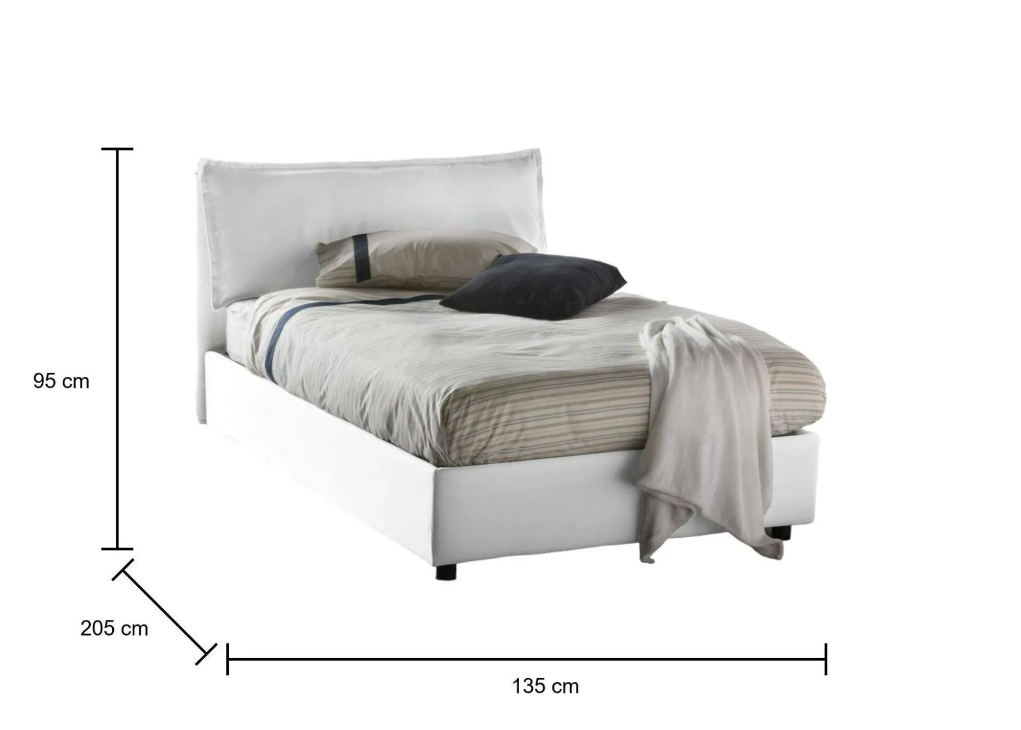 Letto piazza e mezza Attinia, con materasso Cm 120x190 incluso,<Dmora Cheap