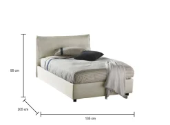 Letto piazza e mezza Attinia, con materasso Cm 120x190 incluso,<Dmora Hot
