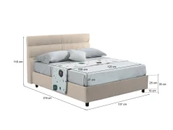 Letto piazza e mezza Briosco, Con materasso Cm 120x190 incluso,<Dmora Fashion