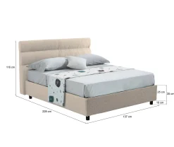 Letto piazza e mezza Briona, Adatto a materasso Cm 120x200,<Dmora Shop