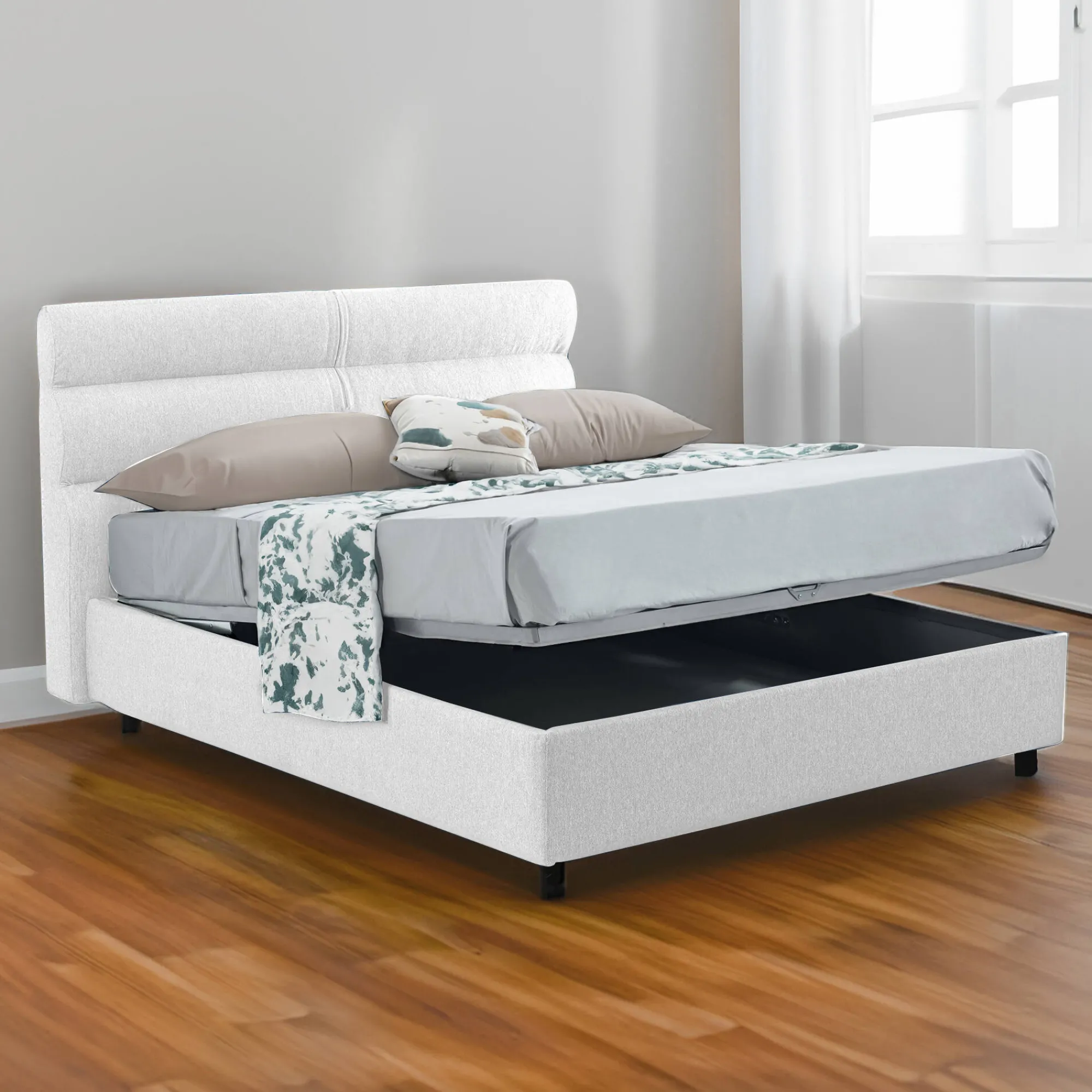 Letto piazza e mezza Briosco, Con materasso Cm 120x190 incluso,<Dmora Sale