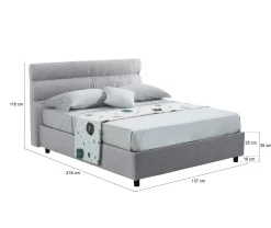 Letto piazza e mezza Brivio, Adatto a materasso Cm 120x190,<Dmora Fashion