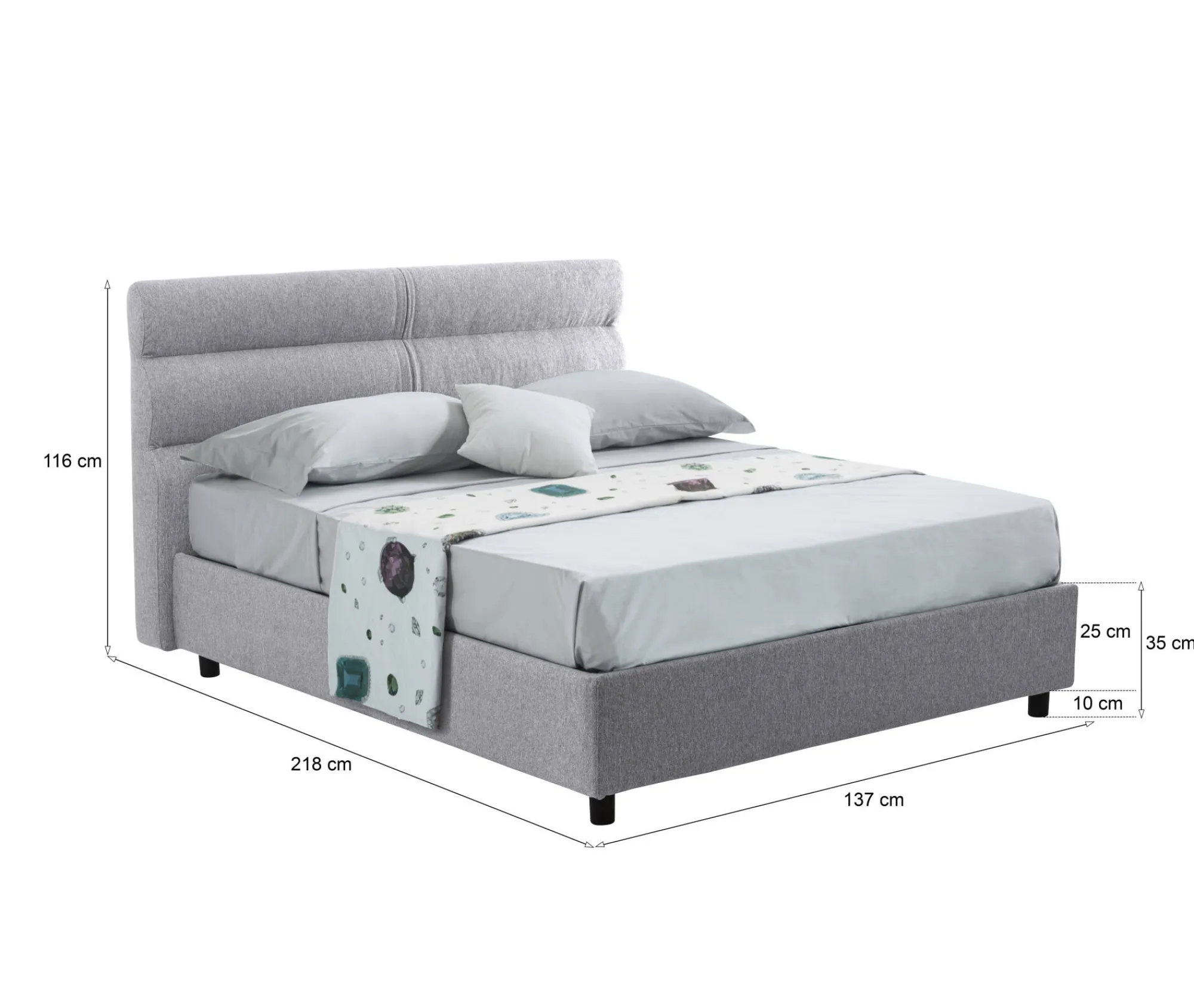 Letto piazza e mezza Brivio, Adatto a materasso Cm 120x190,<Dmora Fashion